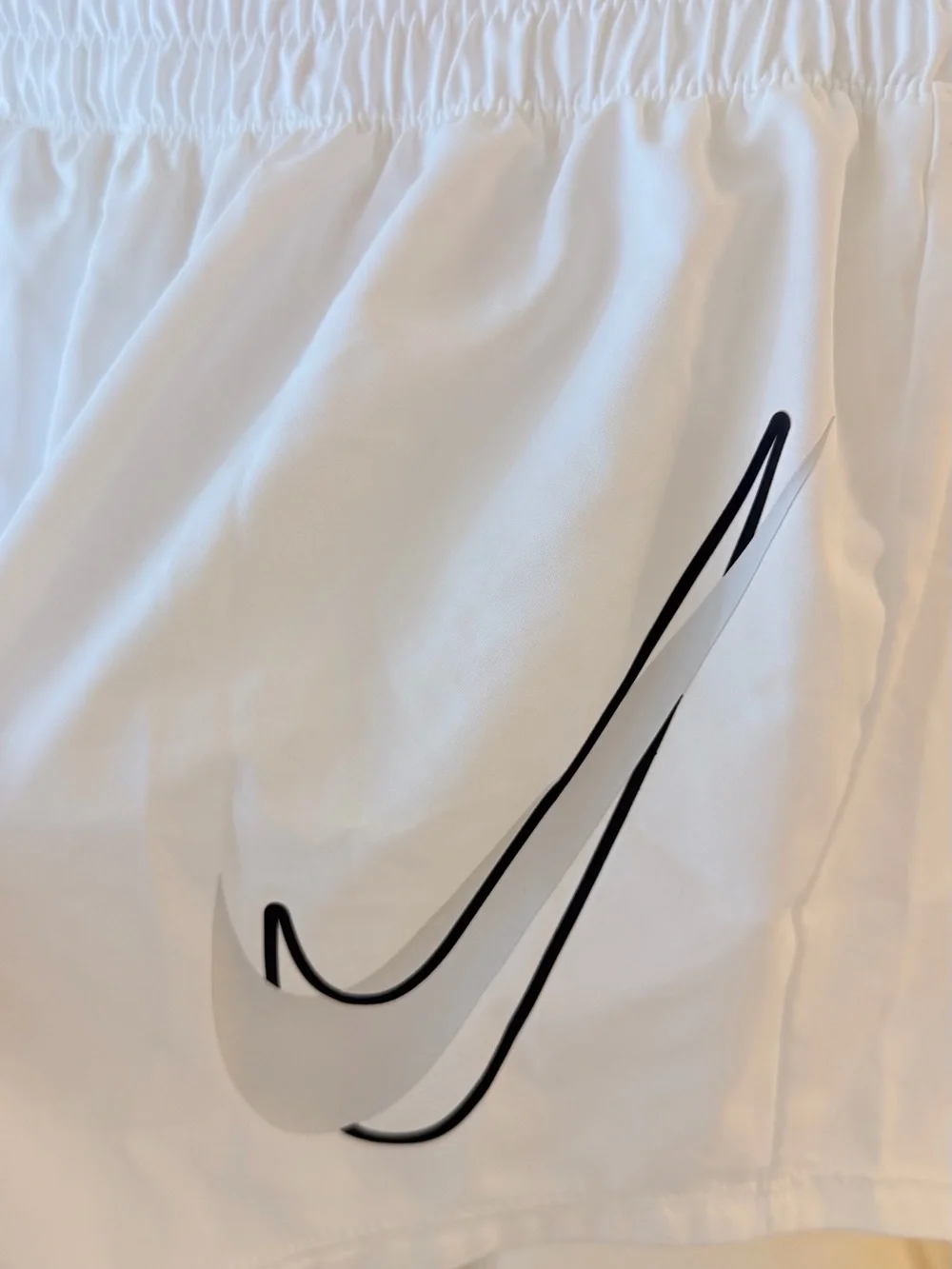 Nike Dri-FIT Women’s Running Shorts White Oversized Swoosh – Size XS